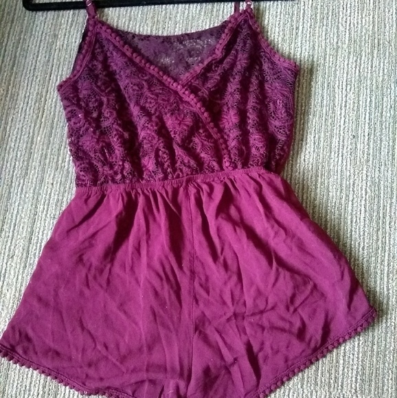 Maroon Lacey Romper - Picture 2 of 2
